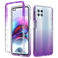 Funda Silicona Carcasa Ultrafina Transparente Goma Frontal y Trasera 360 Grados Gradiente para Motorola Moto Edge S 5G Morado