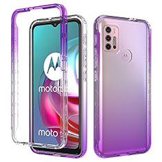 Funda Silicona Carcasa Ultrafina Transparente Goma Frontal y Trasera 360 Grados Gradiente para Motorola Moto G10 Power Morado