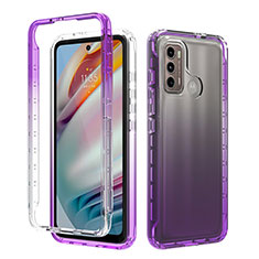 Funda Silicona Carcasa Ultrafina Transparente Goma Frontal y Trasera 360 Grados Gradiente para Motorola Moto G40 Fusion Morado