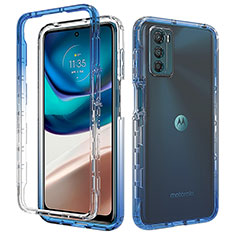 Funda Silicona Carcasa Ultrafina Transparente Goma Frontal y Trasera 360 Grados Gradiente para Motorola Moto G42 Azul