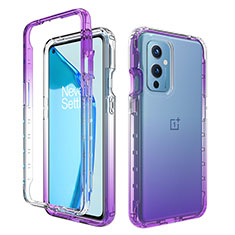 Funda Silicona Carcasa Ultrafina Transparente Goma Frontal y Trasera 360 Grados Gradiente para OnePlus 9 5G Morado