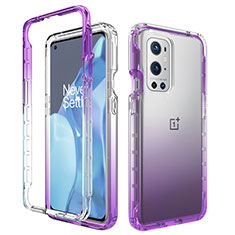 Funda Silicona Carcasa Ultrafina Transparente Goma Frontal y Trasera 360 Grados Gradiente para OnePlus 9 Pro 5G Morado