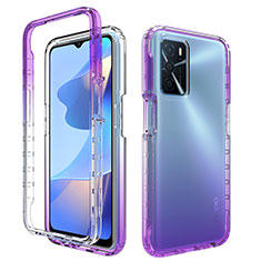 Funda Silicona Carcasa Ultrafina Transparente Goma Frontal y Trasera 360 Grados Gradiente para Oppo A16 Morado