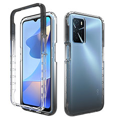 Funda Silicona Carcasa Ultrafina Transparente Goma Frontal y Trasera 360 Grados Gradiente para Oppo A16s Negro