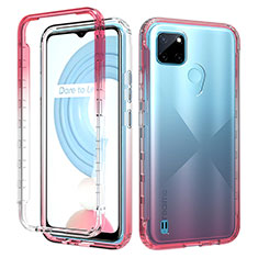 Funda Silicona Carcasa Ultrafina Transparente Goma Frontal y Trasera 360 Grados Gradiente para Realme C25Y Rojo