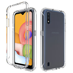 Funda Silicona Carcasa Ultrafina Transparente Goma Frontal y Trasera 360 Grados Gradiente para Samsung Galaxy A01 SM-A015 Claro