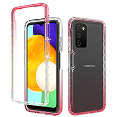 Funda Silicona Carcasa Ultrafina Transparente Goma Frontal y Trasera 360 Grados Gradiente para Samsung Galaxy A02s Rojo