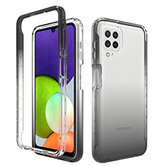 Funda Silicona Carcasa Ultrafina Transparente Goma Frontal y Trasera 360 Grados Gradiente para Samsung Galaxy A22 4G Gris Oscuro