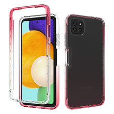 Funda Silicona Carcasa Ultrafina Transparente Goma Frontal y Trasera 360 Grados Gradiente para Samsung Galaxy A22 5G Rojo