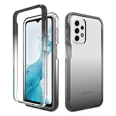 Funda Silicona Carcasa Ultrafina Transparente Goma Frontal y Trasera 360 Grados Gradiente para Samsung Galaxy A23 4G Gris Oscuro