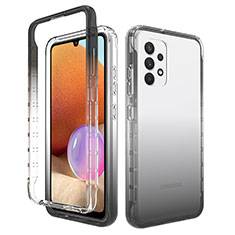 Funda Silicona Carcasa Ultrafina Transparente Goma Frontal y Trasera 360 Grados Gradiente para Samsung Galaxy A32 4G Gris Oscuro