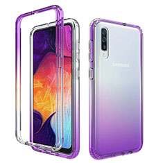 Funda Silicona Carcasa Ultrafina Transparente Goma Frontal y Trasera 360 Grados Gradiente para Samsung Galaxy A50S Morado