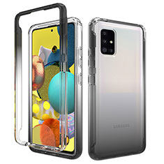 Funda Silicona Carcasa Ultrafina Transparente Goma Frontal y Trasera 360 Grados Gradiente para Samsung Galaxy A51 4G Gris Oscuro