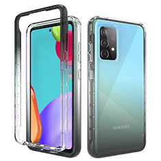 Funda Silicona Carcasa Ultrafina Transparente Goma Frontal y Trasera 360 Grados Gradiente para Samsung Galaxy A52 4G Gris Oscuro