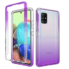 Funda Silicona Carcasa Ultrafina Transparente Goma Frontal y Trasera 360 Grados Gradiente para Samsung Galaxy A71 5G Morado