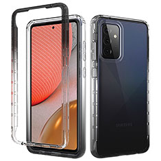 Funda Silicona Carcasa Ultrafina Transparente Goma Frontal y Trasera 360 Grados Gradiente para Samsung Galaxy A72 4G Gris Oscuro