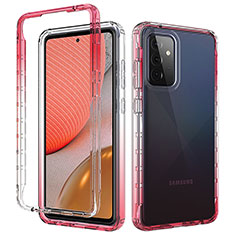 Funda Silicona Carcasa Ultrafina Transparente Goma Frontal y Trasera 360 Grados Gradiente para Samsung Galaxy A72 4G Rojo