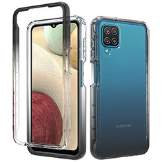 Funda Silicona Carcasa Ultrafina Transparente Goma Frontal y Trasera 360 Grados Gradiente para Samsung Galaxy F12 Gris Oscuro