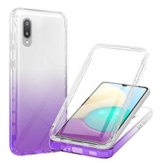 Funda Silicona Carcasa Ultrafina Transparente Goma Frontal y Trasera 360 Grados Gradiente para Samsung Galaxy M02 Morado