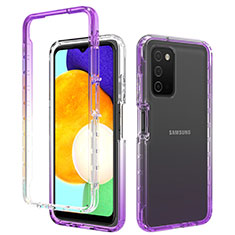 Funda Silicona Carcasa Ultrafina Transparente Goma Frontal y Trasera 360 Grados Gradiente para Samsung Galaxy M02s Morado