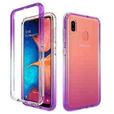 Funda Silicona Carcasa Ultrafina Transparente Goma Frontal y Trasera 360 Grados Gradiente para Samsung Galaxy M10S Morado