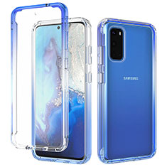 Funda Silicona Carcasa Ultrafina Transparente Goma Frontal y Trasera 360 Grados Gradiente para Samsung Galaxy S20 5G Azul