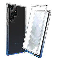 Funda Silicona Carcasa Ultrafina Transparente Goma Frontal y Trasera 360 Grados Gradiente para Samsung Galaxy S22 Ultra 5G Azul