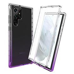 Funda Silicona Carcasa Ultrafina Transparente Goma Frontal y Trasera 360 Grados Gradiente para Samsung Galaxy S22 Ultra 5G Morado