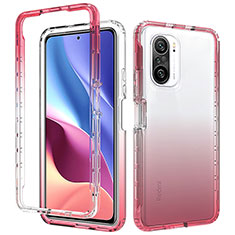 Funda Silicona Carcasa Ultrafina Transparente Goma Frontal y Trasera 360 Grados Gradiente para Xiaomi Poco F3 5G Rojo