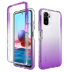 Funda Silicona Carcasa Ultrafina Transparente Goma Frontal y Trasera 360 Grados Gradiente para Xiaomi Poco M5S Morado