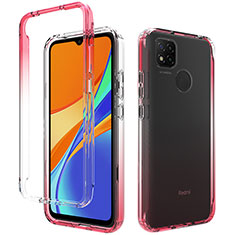 Funda Silicona Carcasa Ultrafina Transparente Goma Frontal y Trasera 360 Grados Gradiente para Xiaomi Redmi 9C Rojo