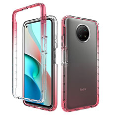 Funda Silicona Carcasa Ultrafina Transparente Goma Frontal y Trasera 360 Grados Gradiente para Xiaomi Redmi Note 9 5G Rojo