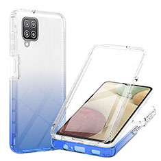Funda Silicona Carcasa Ultrafina Transparente Goma Frontal y Trasera 360 Grados Gradiente YB1 para Samsung Galaxy A12 Azul