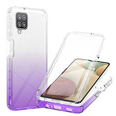 Funda Silicona Carcasa Ultrafina Transparente Goma Frontal y Trasera 360 Grados Gradiente YB1 para Samsung Galaxy A12 Nacho Morado