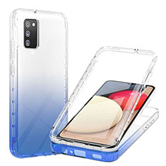 Funda Silicona Carcasa Ultrafina Transparente Goma Frontal y Trasera 360 Grados Gradiente ZJ1 para Samsung Galaxy A02s Azul