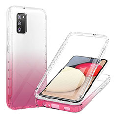 Funda Silicona Carcasa Ultrafina Transparente Goma Frontal y Trasera 360 Grados Gradiente ZJ1 para Samsung Galaxy A02s Rosa