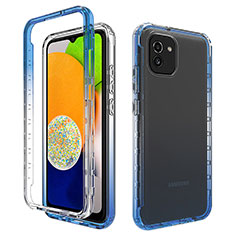 Funda Silicona Carcasa Ultrafina Transparente Goma Frontal y Trasera 360 Grados Gradiente ZJ1 para Samsung Galaxy A03 Azul