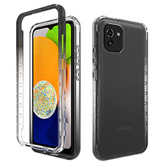 Funda Silicona Carcasa Ultrafina Transparente Goma Frontal y Trasera 360 Grados Gradiente ZJ1 para Samsung Galaxy A03 Negro