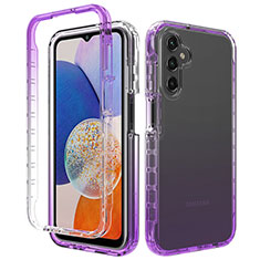 Funda Silicona Carcasa Ultrafina Transparente Goma Frontal y Trasera 360 Grados Gradiente ZJ1 para Samsung Galaxy A14 4G Morado