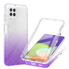 Funda Silicona Carcasa Ultrafina Transparente Goma Frontal y Trasera 360 Grados Gradiente ZJ1 para Samsung Galaxy A22 4G Morado