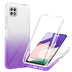 Funda Silicona Carcasa Ultrafina Transparente Goma Frontal y Trasera 360 Grados Gradiente ZJ1 para Samsung Galaxy A22 5G Morado