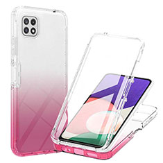 Funda Silicona Carcasa Ultrafina Transparente Goma Frontal y Trasera 360 Grados Gradiente ZJ1 para Samsung Galaxy A22s 5G Rosa