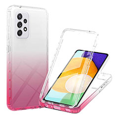 Funda Silicona Carcasa Ultrafina Transparente Goma Frontal y Trasera 360 Grados Gradiente ZJ1 para Samsung Galaxy A52 4G Rosa