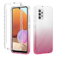 Funda Silicona Carcasa Ultrafina Transparente Goma Frontal y Trasera 360 Grados Gradiente ZJ2 para Samsung Galaxy A32 4G Rosa