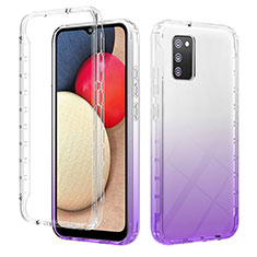 Funda Silicona Carcasa Ultrafina Transparente Goma Frontal y Trasera 360 Grados Gradiente ZJ2 para Samsung Galaxy M02s Morado