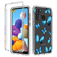 Funda Silicona Carcasa Ultrafina Transparente Goma Frontal y Trasera 360 Grados JX1 para Samsung Galaxy A21 Azul