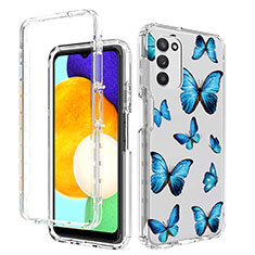 Funda Silicona Carcasa Ultrafina Transparente Goma Frontal y Trasera 360 Grados JX3 para Samsung Galaxy F02S SM-E025F Azul