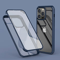 Funda Silicona Carcasa Ultrafina Transparente Goma Frontal y Trasera 360 Grados LK1 para Apple iPhone 13 Pro Max Azul