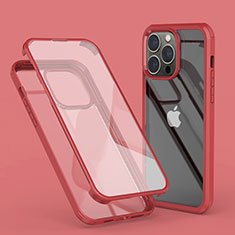 Funda Silicona Carcasa Ultrafina Transparente Goma Frontal y Trasera 360 Grados LK1 para Apple iPhone 13 Pro Max Rojo