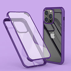 Funda Silicona Carcasa Ultrafina Transparente Goma Frontal y Trasera 360 Grados LK1 para Apple iPhone 15 Pro Morado